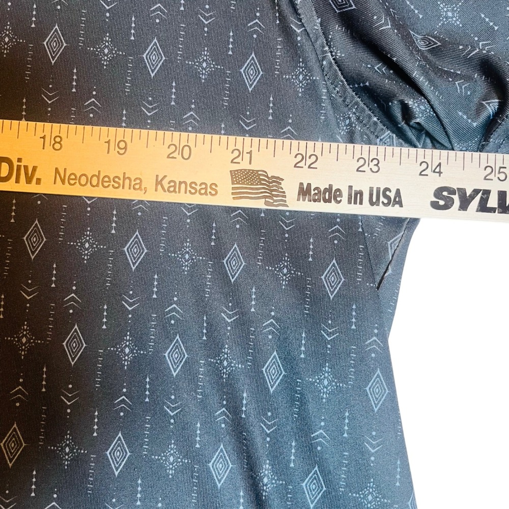 Threadgrit Mens XL Polo Shirt Short Sleeve Geometric Diamond Blue Grey Snap Top - Picture 8 of 10